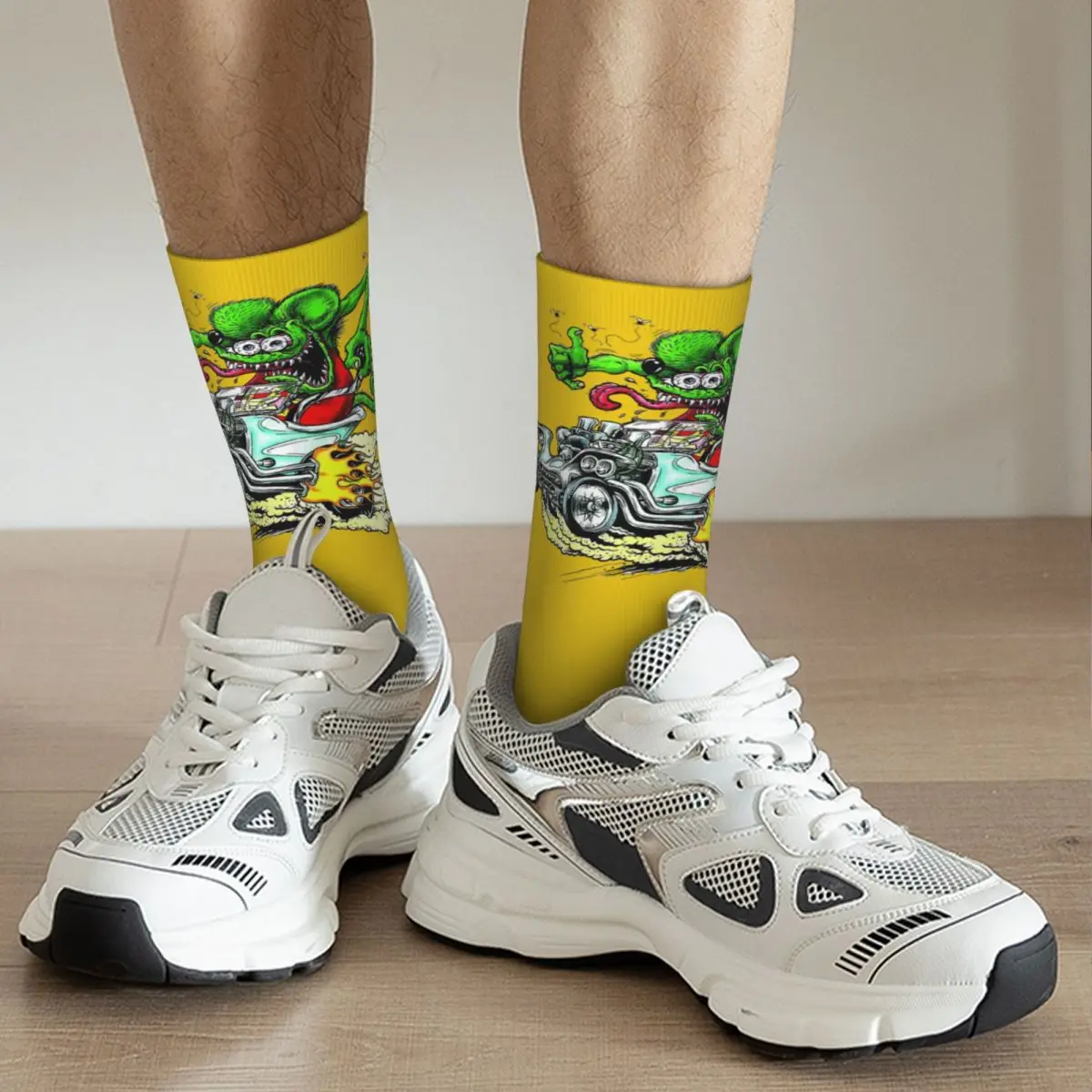 Chaussettes unisexes impression 3D RNCan, chaussettes de cyclisme Harajuku Tales of the Rat Fink 4 Intéressant Four Seasons