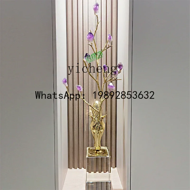 LYY  Brass Crystal Horse Decoration Hallway TV Cabinet Moving into the New House Opening Win Instant Success