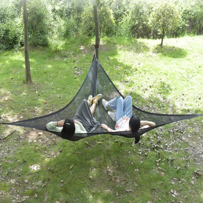 ZAdult Outdoor Mesh Breathable Hammock Two-person Camping Hanging Bed Portable Garden Travel Camping Sleep Hanging Hammock Chair