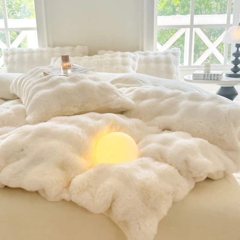 Bonenjoy 1pc Plush Duvet Cover Warm Quilts Cover Skin-friendly Bedding Solid Color Comforter Covers 이불커버 (No Pillowcase)