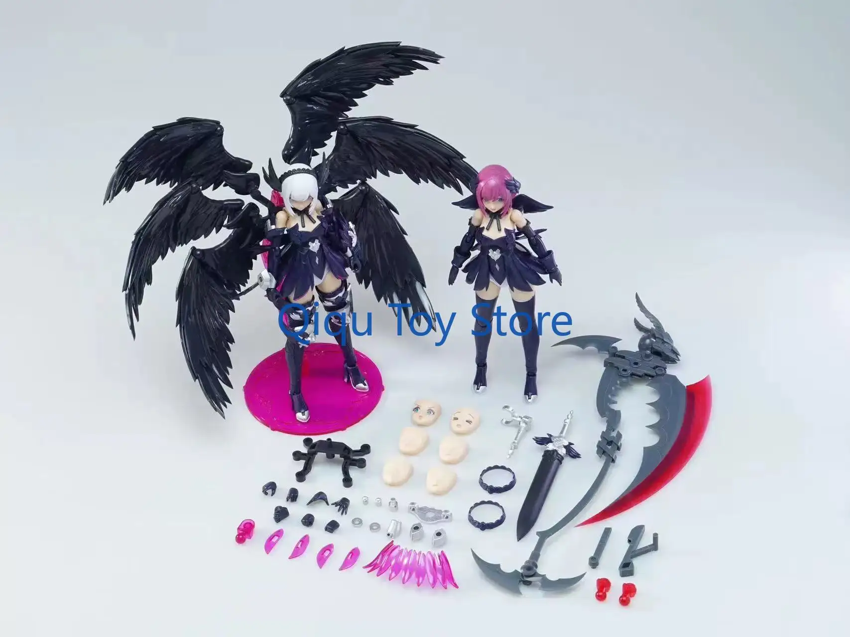 Fengyu, six-winged black angel, assembly model, with double body, with bracket