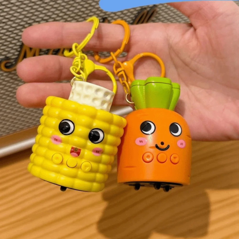 Portable Electronic Sound Carrot Voice Keychain Sensory Design Fidget Corn Bag Pendant Vegetable shaped Mushroom Voice Keychain