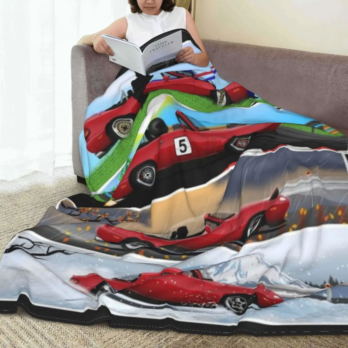 Miata Generations Pattern Throw Blanket Flannel Lightweight Blankets for Home Office Couch Bed Sofa Car Bedspread All Season