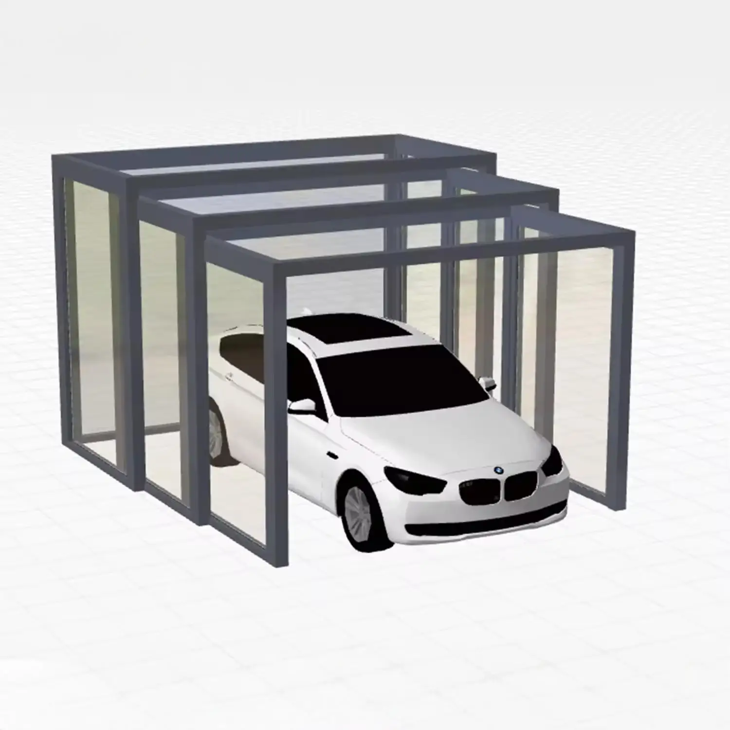 Mobile Foldable Electric Retractable Carport, Smart Automatic Sunroom Glass House with Garage Awning for SUV