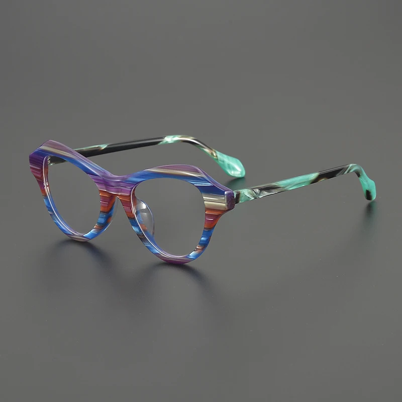 

Personalized Color Blocking Glasses Frame Women Acetate Eyeglasses Custom Optical Prescription Model Eyewear Shooting Magazine