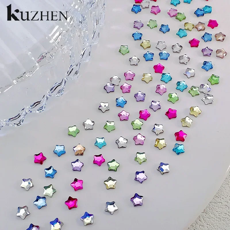 50 Pcs Star 4/6MM Glittering Flat Back Acrylic Crystals Mini Nail Art Rhinestones Color 3D DIY Manicure Decorations Diamond