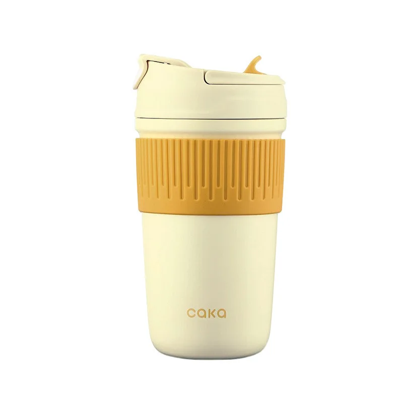 caka Tea Card handheld high temperature resistant ceramic interior thermos cup Portable 316 stainless steel coffee cup teacup