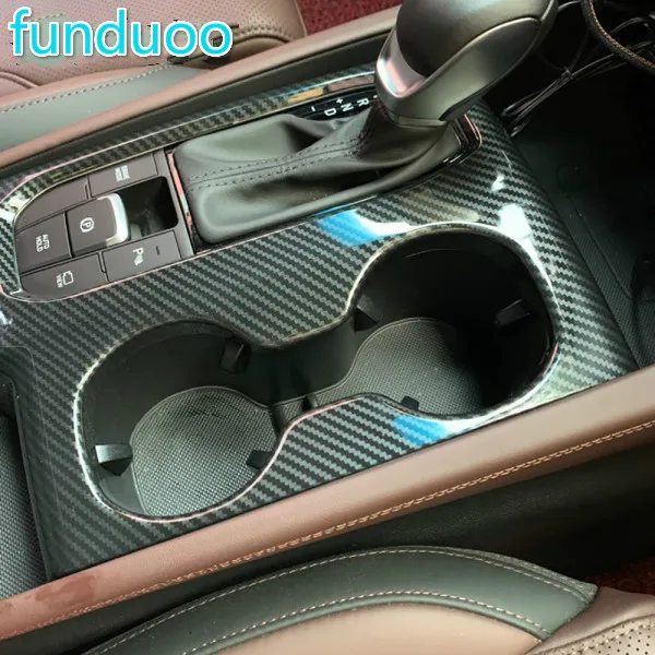 For Hyundai Santa Fe 2019 2020 2021 2022 Carbon Fiber Trim Cup Holder Decorative Frame Decal Cover Sticker Styling Accessories