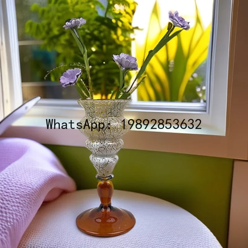 

Chenluo light luxury glazed vase sprinkled with gold hand-painted glazed Christmas tree flower ware