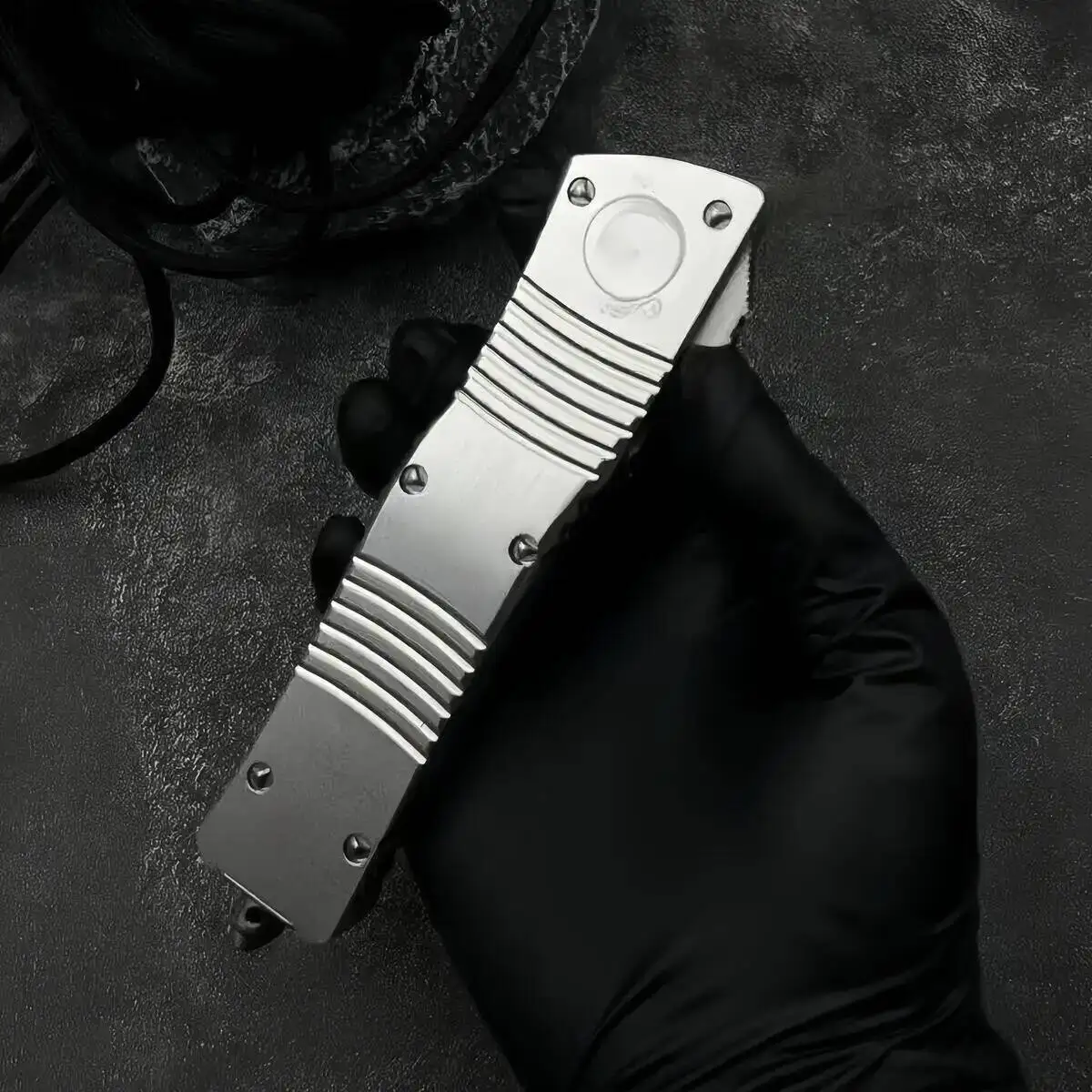 

Microtech Sier Straight Out White Dragon Horse EDC Tool