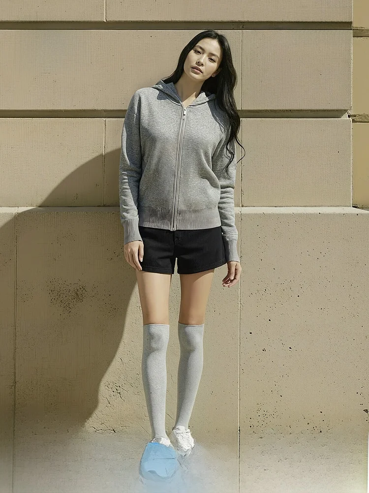 

H&M Women's Knitted Hat Sweatirt Spring New Snowboarding Sle High nce Knitted Open Cardigan Loose Fit Double Zipper