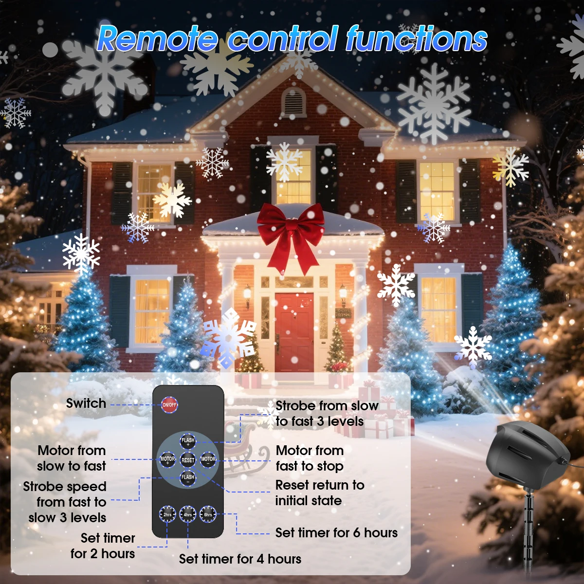 2025 new  Double-head Christmas Snowflake Projector Lights ,Owl Shaped HD Dynamic Snowflake Projector Light for Indoor Patio