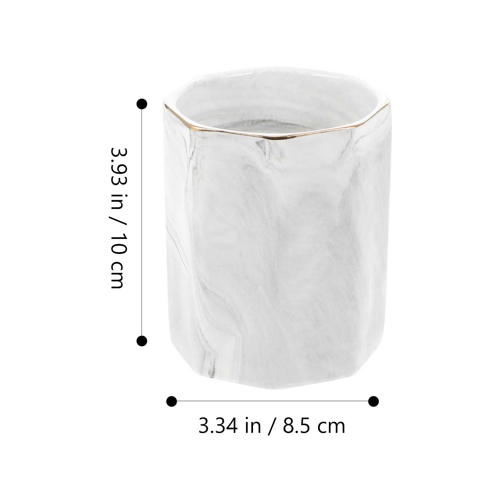 

Marble Pen Holder Geometric Hexagonal Smooth Polished Desktop Organizer Pencil Makeup Brush Cup Office Accessories for Women