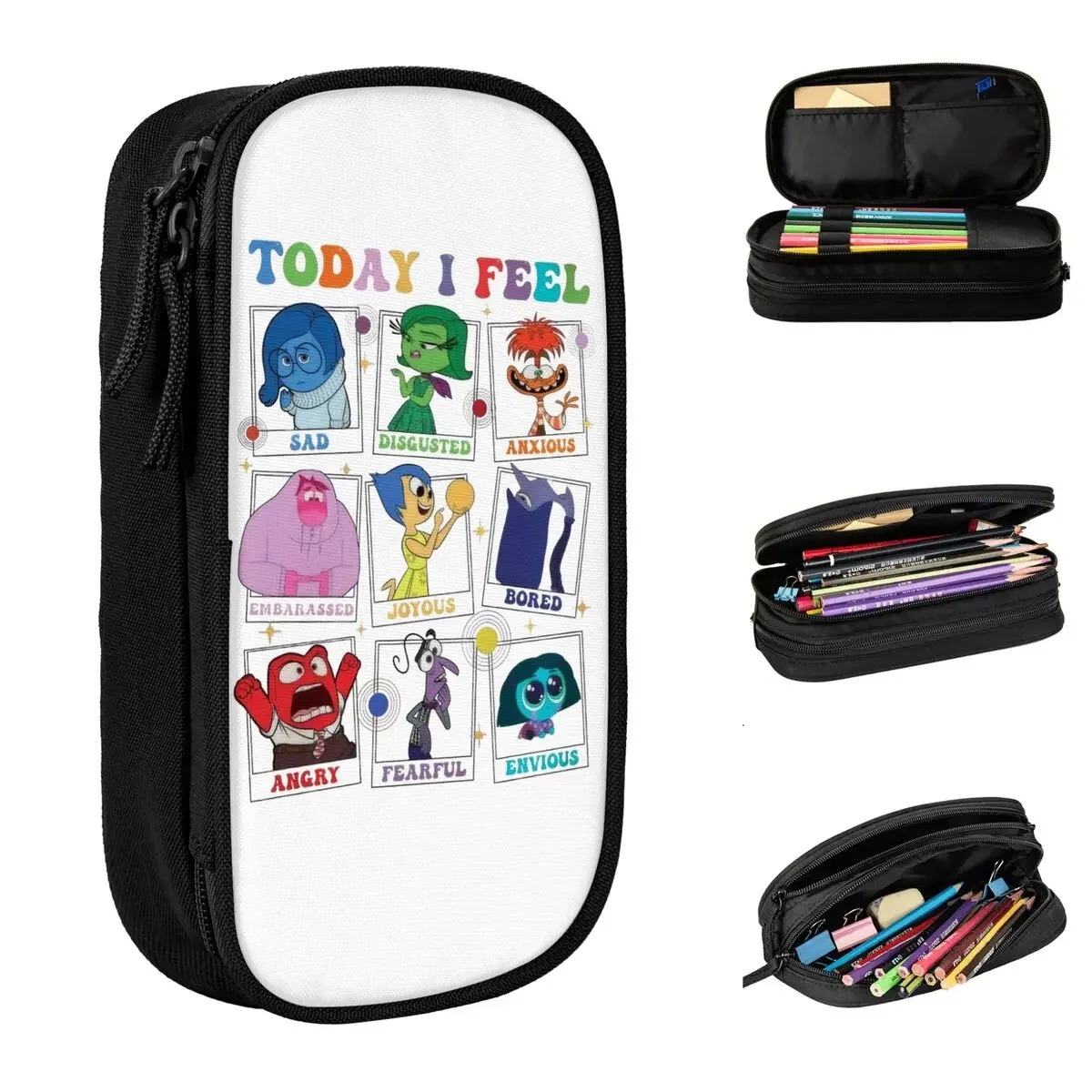 Today I Feel Inside Out Characters Accessories Pen Box Large Capacity Kids Pencil  Perfect Gifts