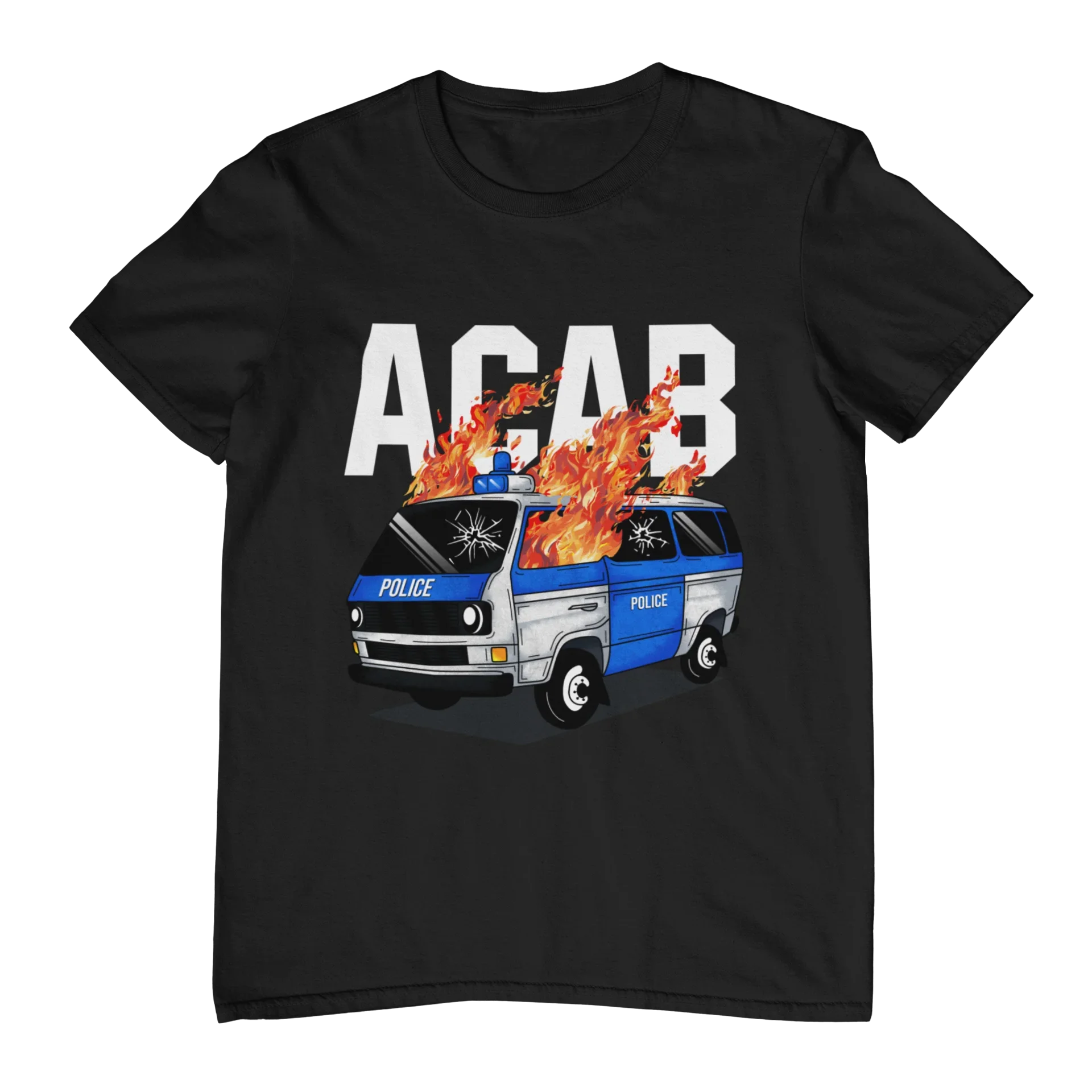 ACAB Police Car Hooligans Ultras Men Women T-shirt Outdoor Street Casual Fashion Hip-hop Rock Pure Cotton Short-sleeve Clothing