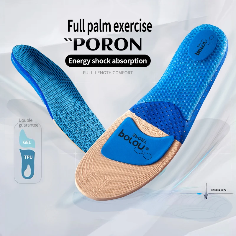 Poron Siliconen Zachte Elastische Luchtkussen Sport Orthopedische Inlegzolen Schokabsorptie Ademend Arch Ondersteuning Running Shoe Sole Pads