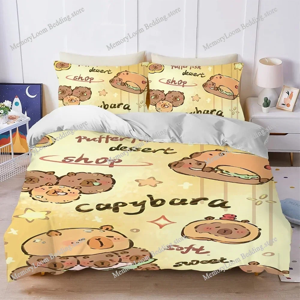 

Capybara Cartoon Cute Duvet Cover Set Home Style Bedding Soft Laundry Cotton Bed Four Seasons Student Dormitory Home Textile741
