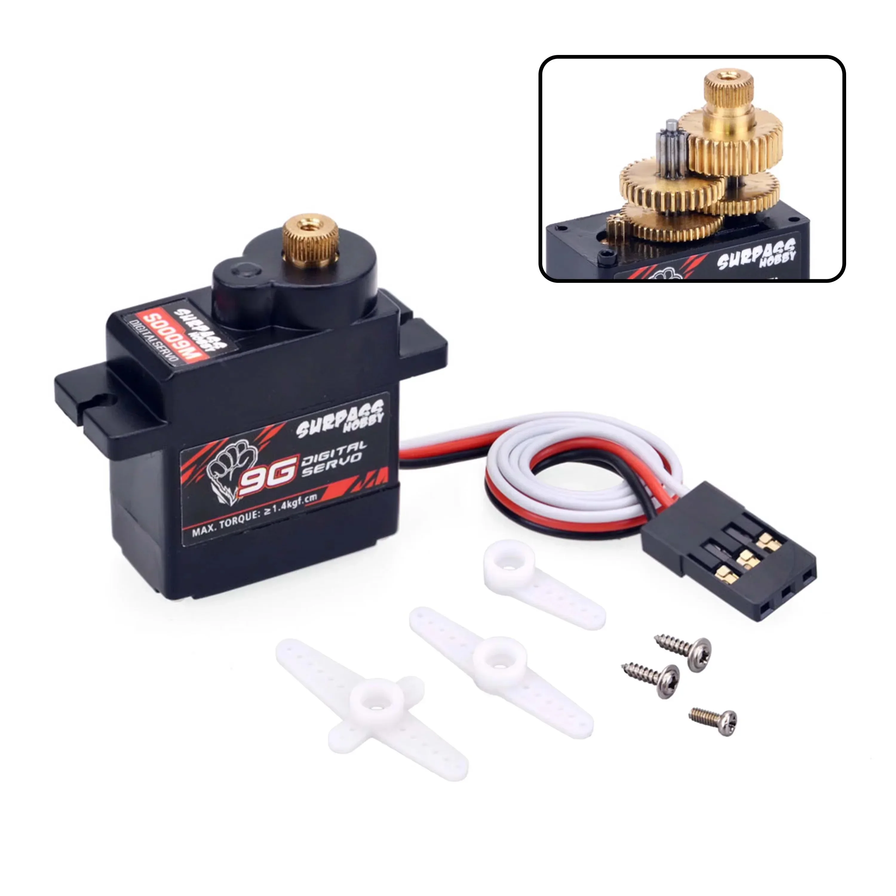 Overtref Hobby S0009M 9g 1.4KG Digitale Micro Servo Metal Gear Mini RC Servo voor Vaste Vleugel Vliegtuig Robot Auto Boot Vliegtuig Zweefvliegtuig
