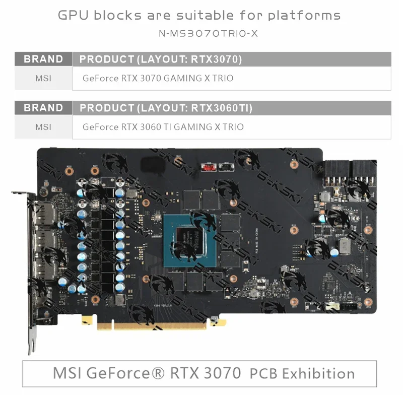 Bykski N-MS3070TRIO-X gpu wasser block verwendung für msi rtx3070 gaming x trio grafikkarte/volle abdeckung kupfer kühler block