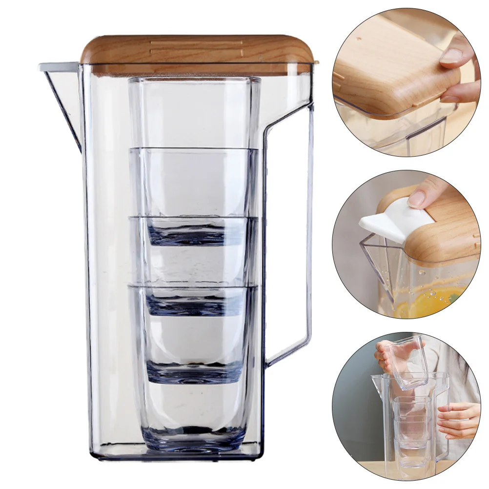 

1600Ml Plastic Water Pitcher Cold Water Jug Transparent Large Capacity For Juice Tea Beer Beverage Home Kitchen Barware Picnic