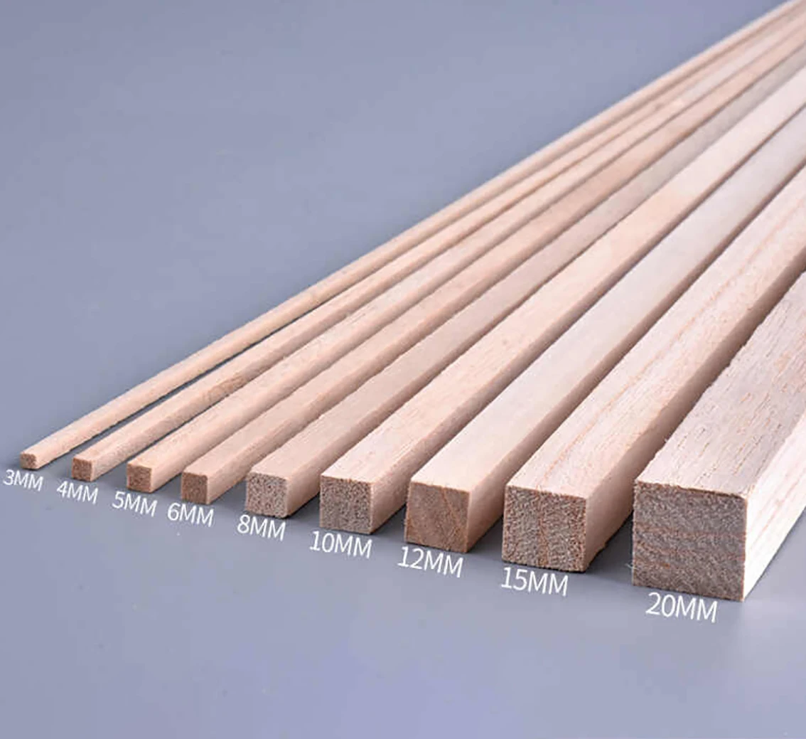 Length 250mm Solid Square Wood Strip Small Wooden Rods DIY Model Material Crafts Decoration Making Parts 2/3/4/5/8/10/12/20mm