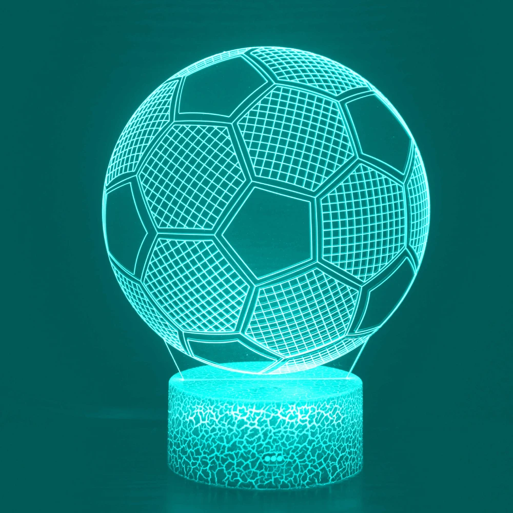 Lámpara LED 3D de fútbol, 7 colores que cambia de luz nocturna, regalos para amantes del deporte, niños, niñas, decoración de habitación, lámparas de mesa