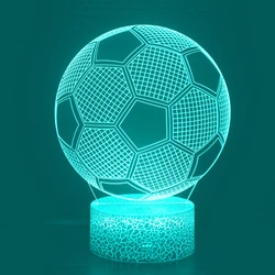 3D Soccer LED Night Light, Changing Nightlight, 3D Lamp, Presentes para amantes do esporte, meninos, meninas, Kids Room Decor, Candeeiros de mesa, 7 cores