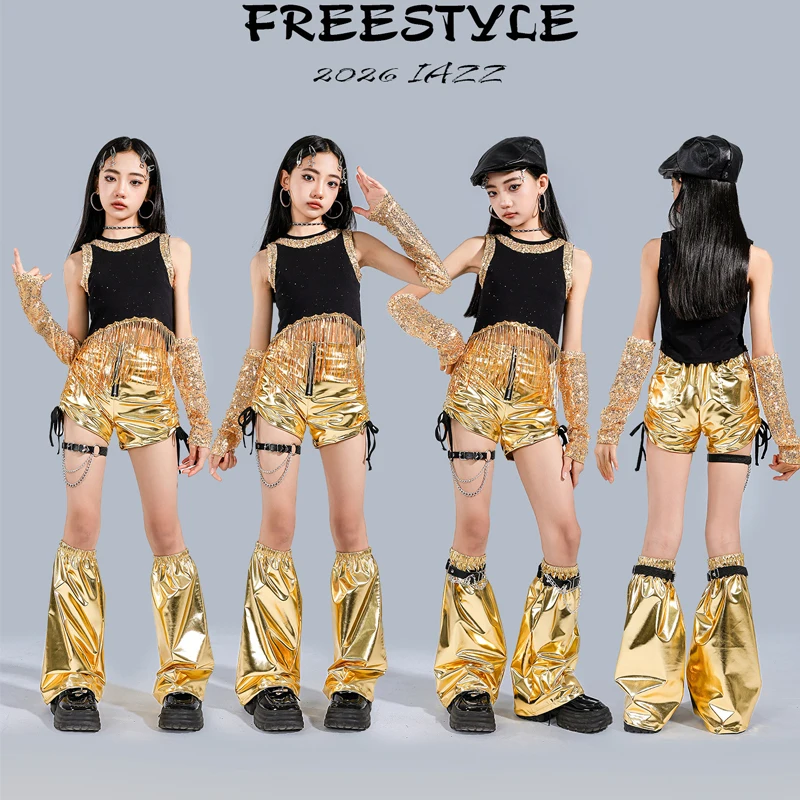 

Fashion Girls Jazz Dance Costumes Kids Hip Hop Clothing Group Performance K-pop Outfits Stage Competition Clothes XS11468