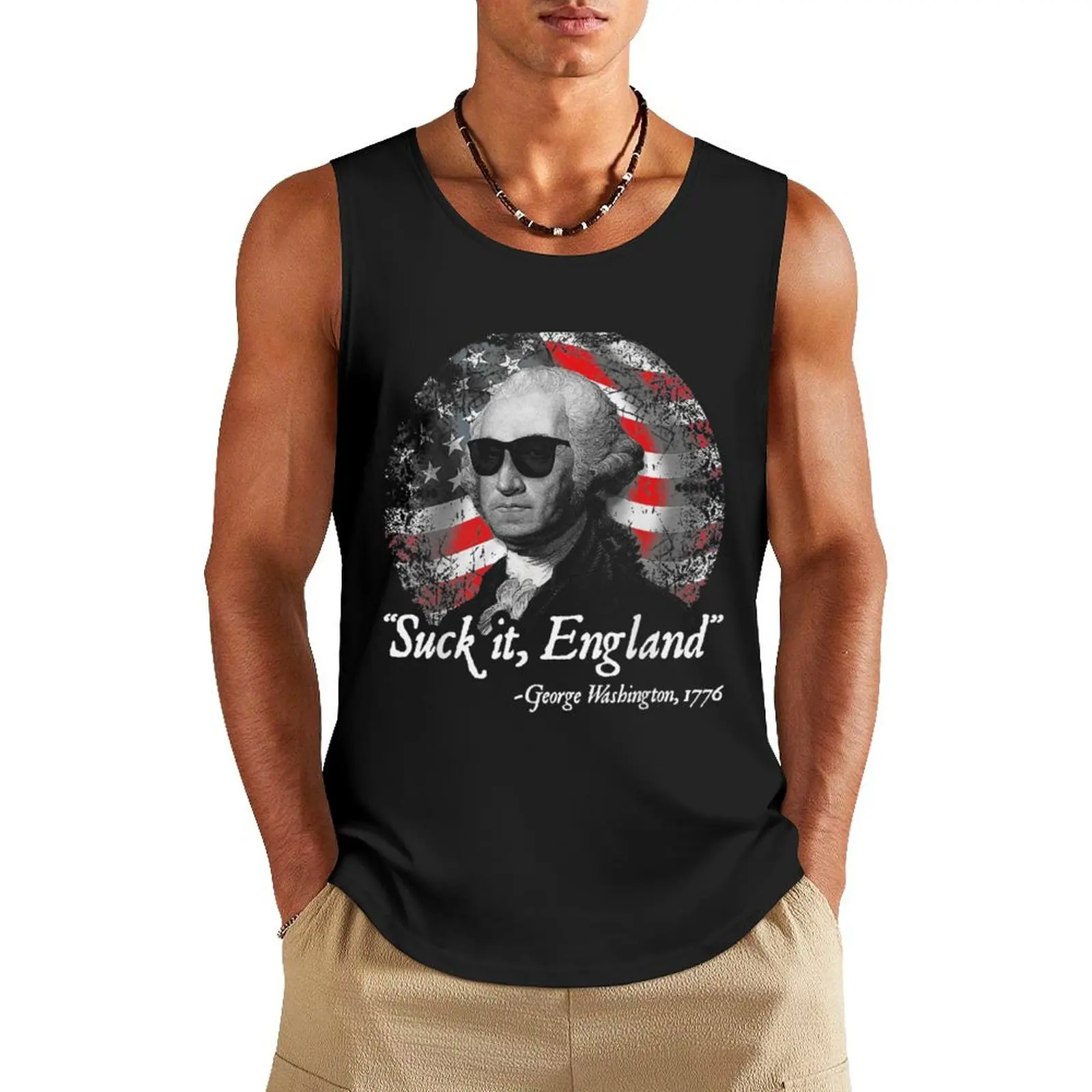 Suck It England 4th of July George Washington 1776 Tank Top summer Men's tops gym clothes man fitness vest for men