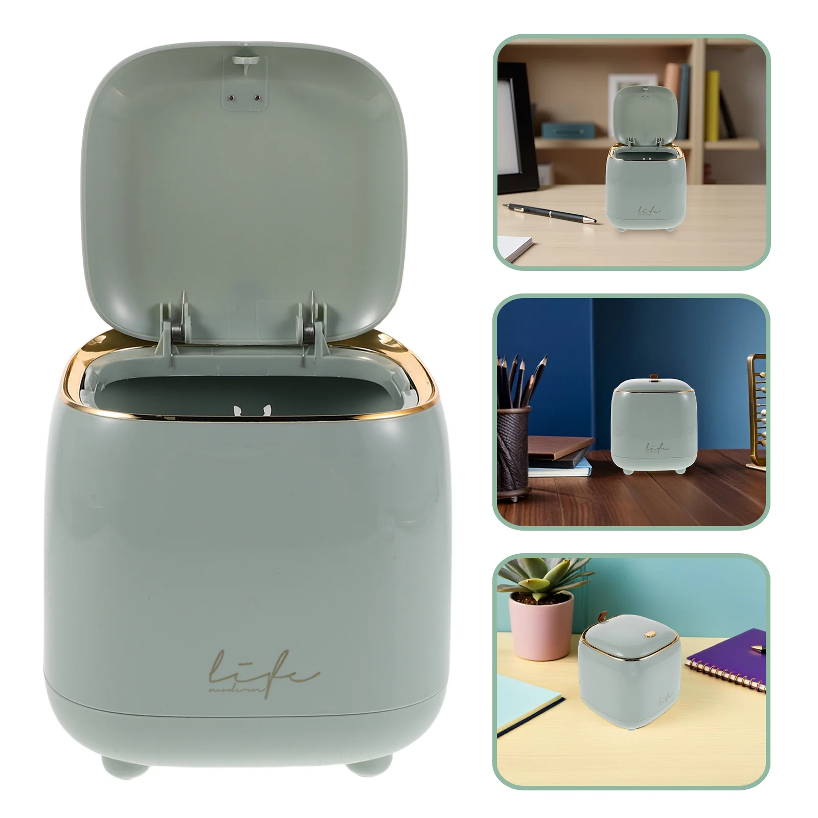 

Desk Trash Can Mini Small Trash Can with Lid Press Top Compact Desktop Waste Bin for Office Bedroom Bedside Kitchen Table