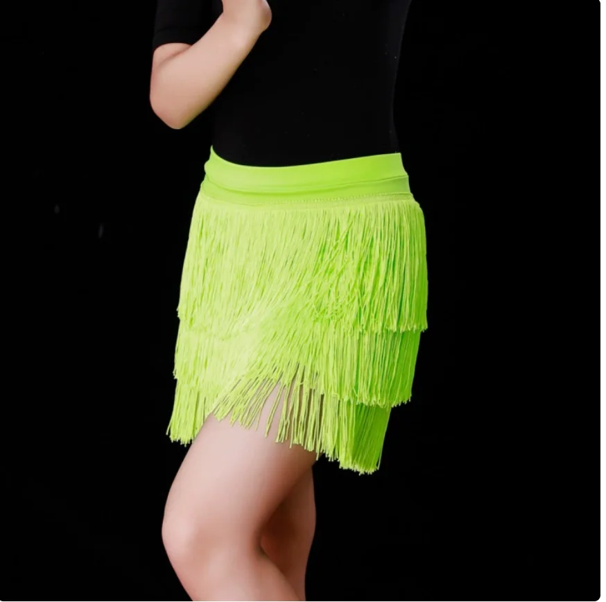 1 pçs/lote crianças borla saia de dança latina crianças salsa tango saia de dança de salão