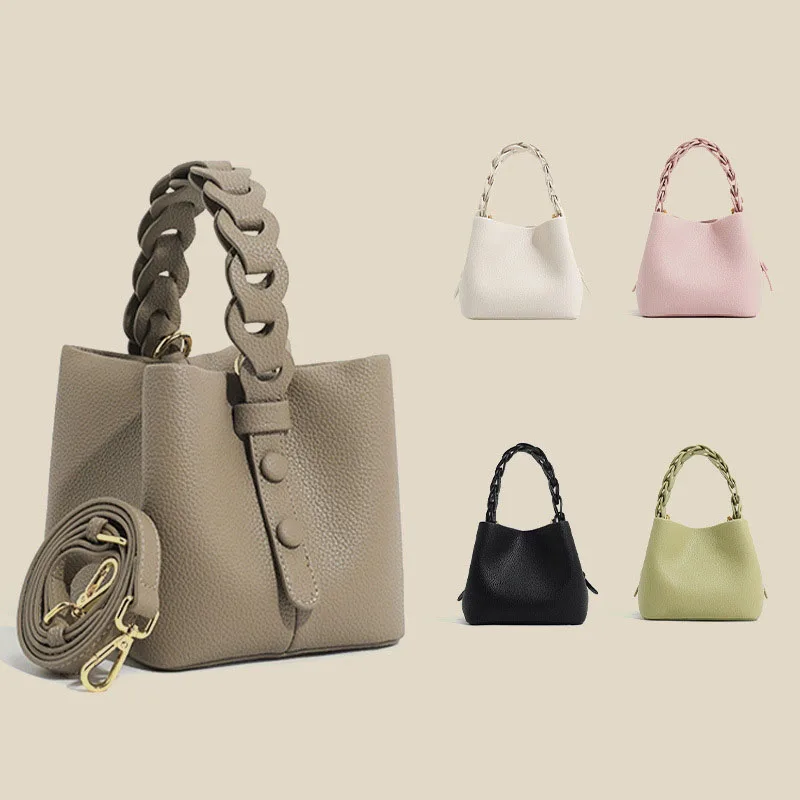 

Мини-сумка-ведро для женщин, высококачественная сумка из мягкой кожи, городская сумка через плечо, универсальная повседневная сумка.