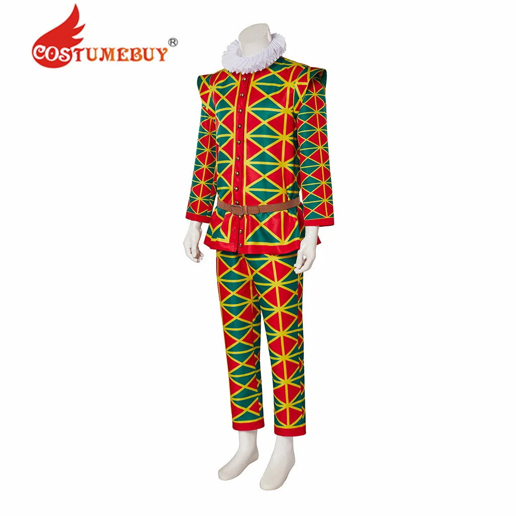 Medieval Jester Costume Queen Elizabeth Tudor Period Renaissance Outfit Adult Men Baroque Suit Halloween Full Set