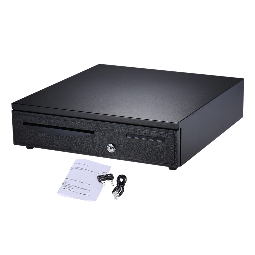 Heavy Duty Electronic Cash Drawer Box Case Storage 5 Bill 5 Coin Trays Check Entry Support Auto Manual Open Key-lock RJ11