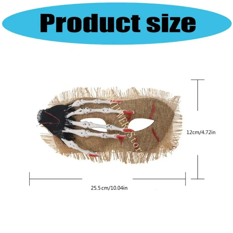 Realistic Bloodstain Skull Hand Half Face Mask For Halloween Costume Parties And Theatrical Performances With Comfortable D08E