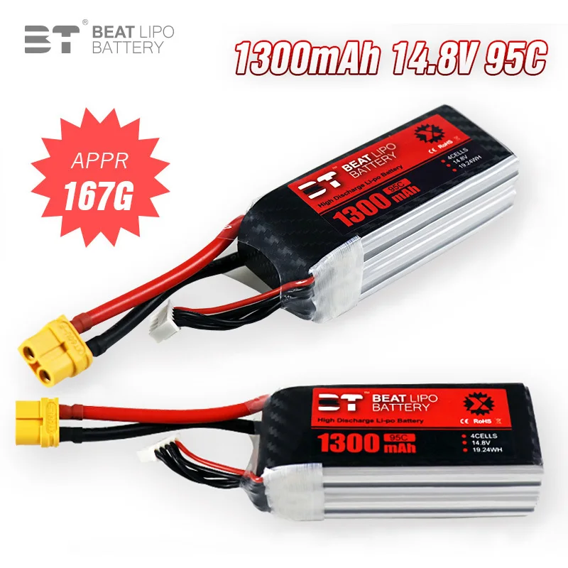 14.8V 1300mAh 95C LIPO Battery For RC Helicopter Quadcopter FPV Racing Drone Parts Original 4S Rechargeable Battery