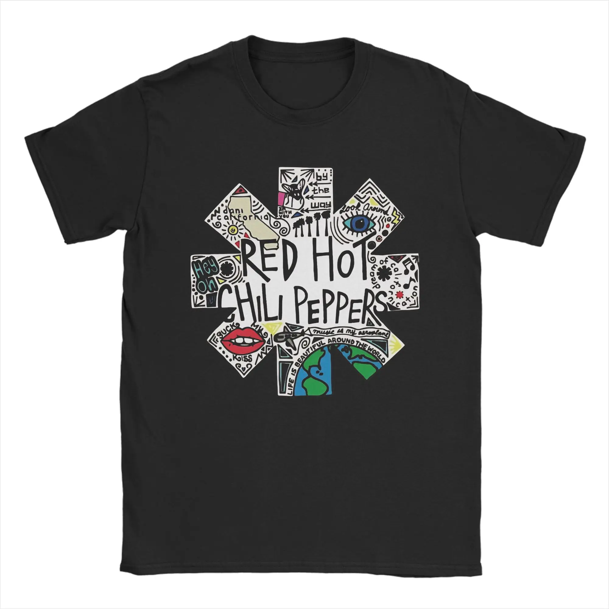RHCP Red Hot Chili Peppers T Shirt Summer  100 Cotton T Shirts For Adult Pattern Tee Shirt Short-Sleeved Y2K Casual Tees
