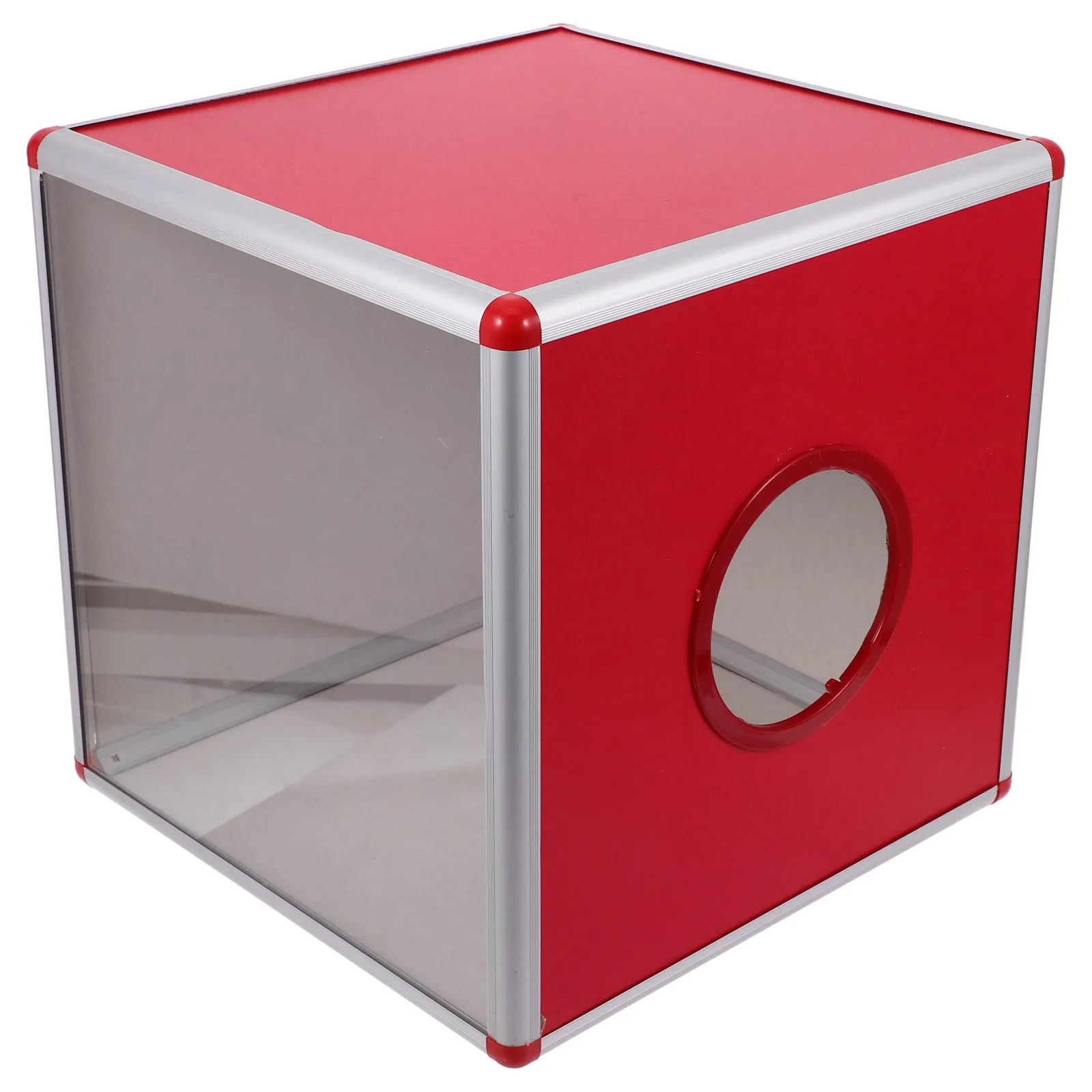 

Red Transparent Raffle Box for Events Weddings Parties Fundraising Luck Draw Voting Drop Box Clear Ticket Holder Collection Bin