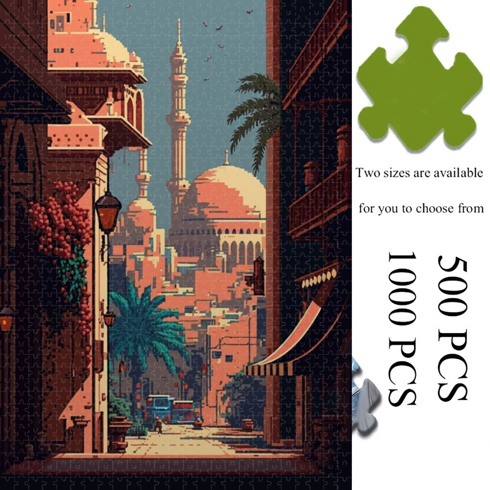 

City Pixel Street Style New Style Educational Puzzle Difficult Challenge Leisure Decompression Jigsaw Puzzle