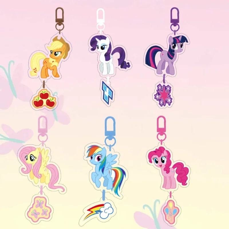 My Little Pony sleutelhanger schattige cartoon acryl sleutelhanger Laser Series kinderrugzak charme