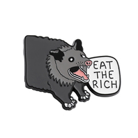 Possum Enamel Pins Custom Eat The Rich Brooches Lapel Badges Animal Fun Quotes Jewelry Creative Gifts for Friends