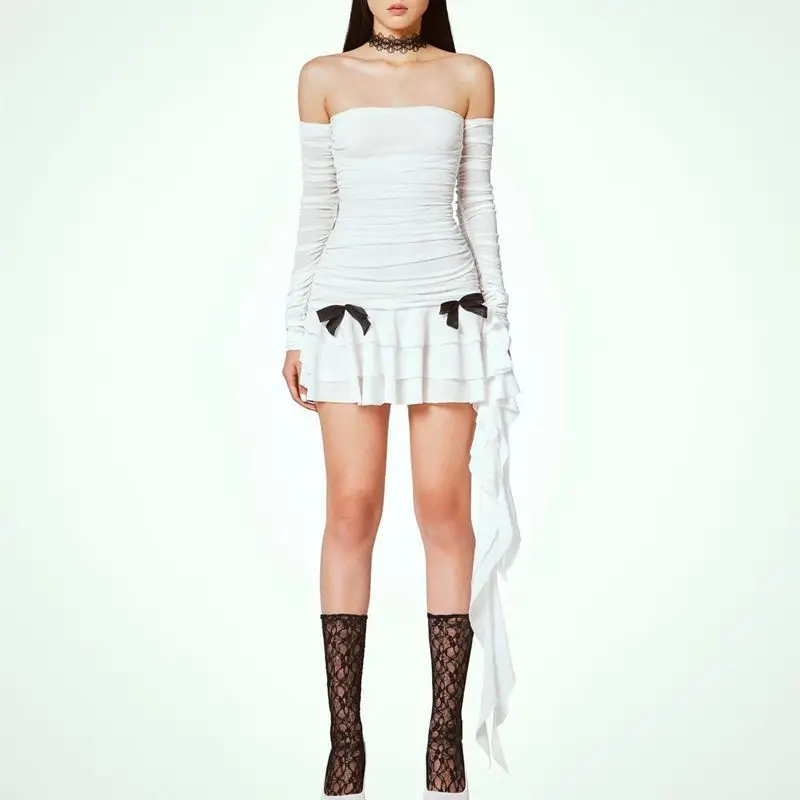 Vestidos femininos vestido em champanhe primavera malha ilhó bordado a céu aberto em camadas gota-cintura princesa novo deslocamento francês jovem