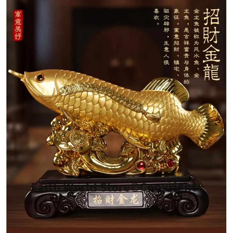 

40CM large 2024 HOME OFFICE Company SHOP ROOM TOP COOL Efficacious Talisman Money Drawing Arowana Golden Fish FENG SHUI statue