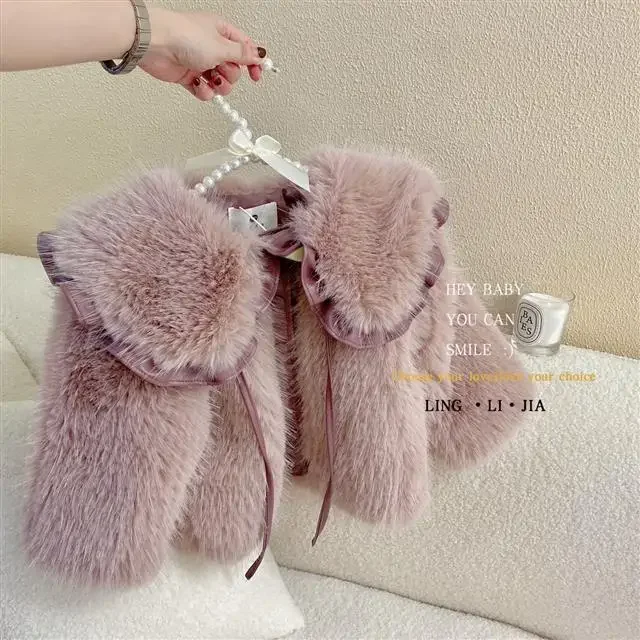 Girls\' thickened  fur grass coat Korean winter new baby fur coat children\'s clothing warm  winter coat  kids jackets for girls