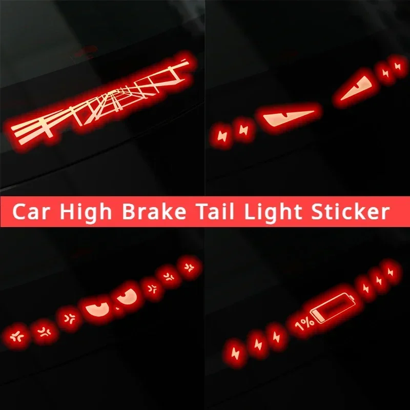 For Tesla Model 3 New 3 Car High Brake Tail Light Sticker Carbon Fiber Car Brake Projection Board PVC Top Tail Light Sticker