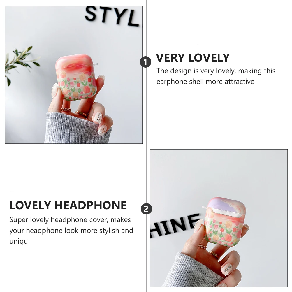 

Earphone Case Cover Protective Silicone Wireless Headset Shockproof Dust Resistant Beautiful Flower Pattern Premium Quality