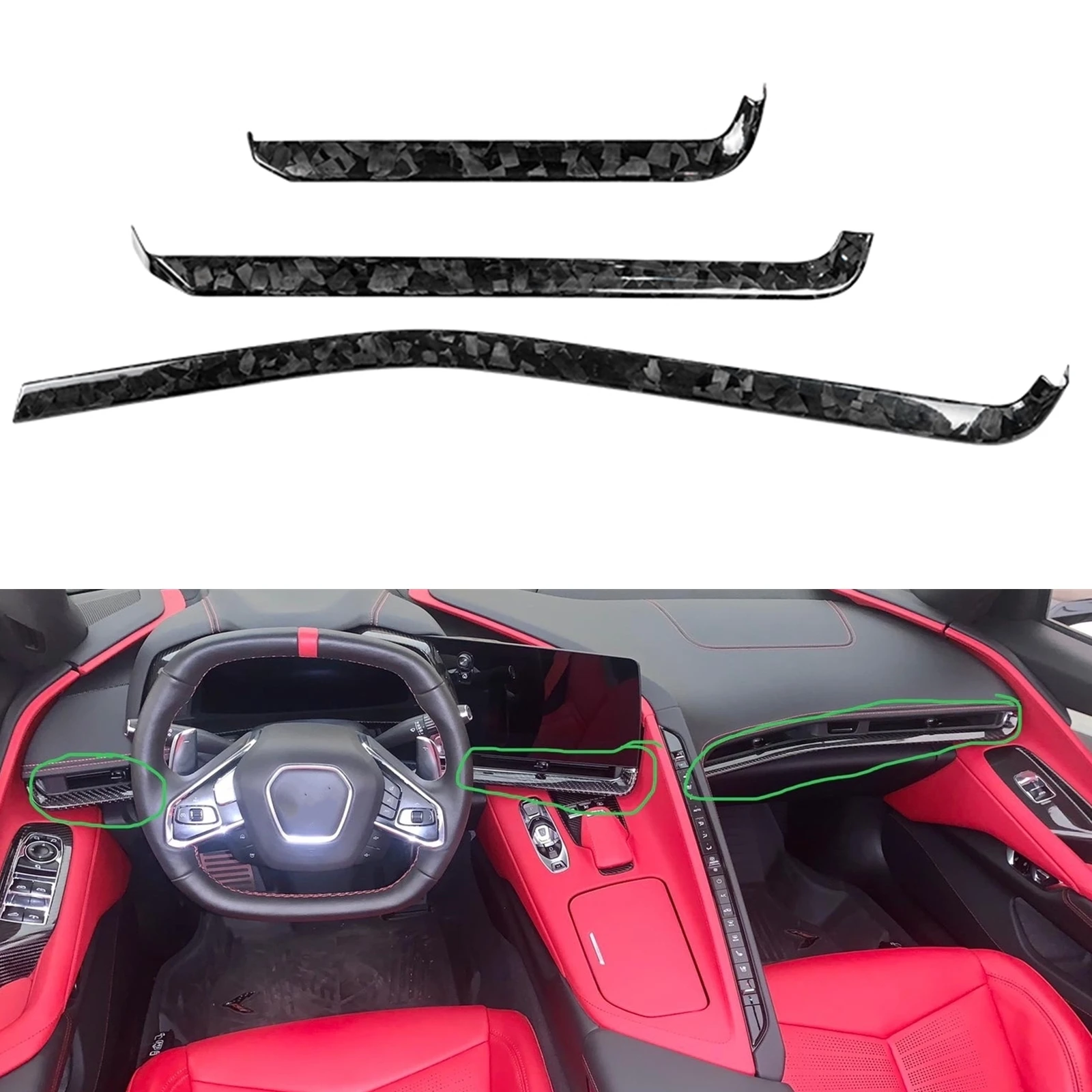 

Center Console Panel Trim For Chevrolet Corvette C8 Z51 Z06 Z07 Stingray 2020 2021 2022 2023 Carbon Fiber Dashboard Dash Sticker