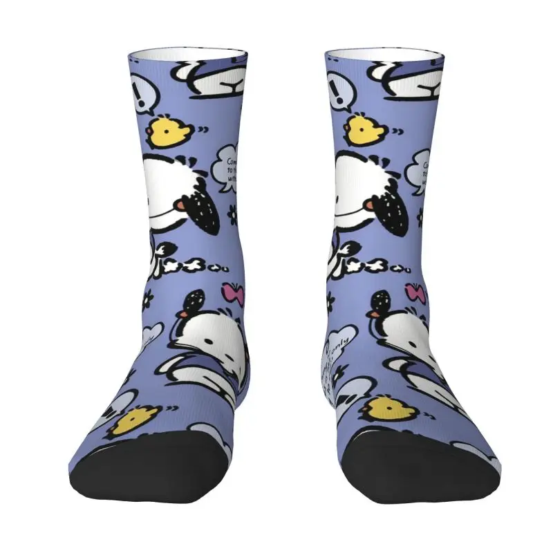 Custom Funny Men's Pochacco Sanrio Cartoon Dress Socks Unisex Warm Breathbale 3D Print Crew Socks