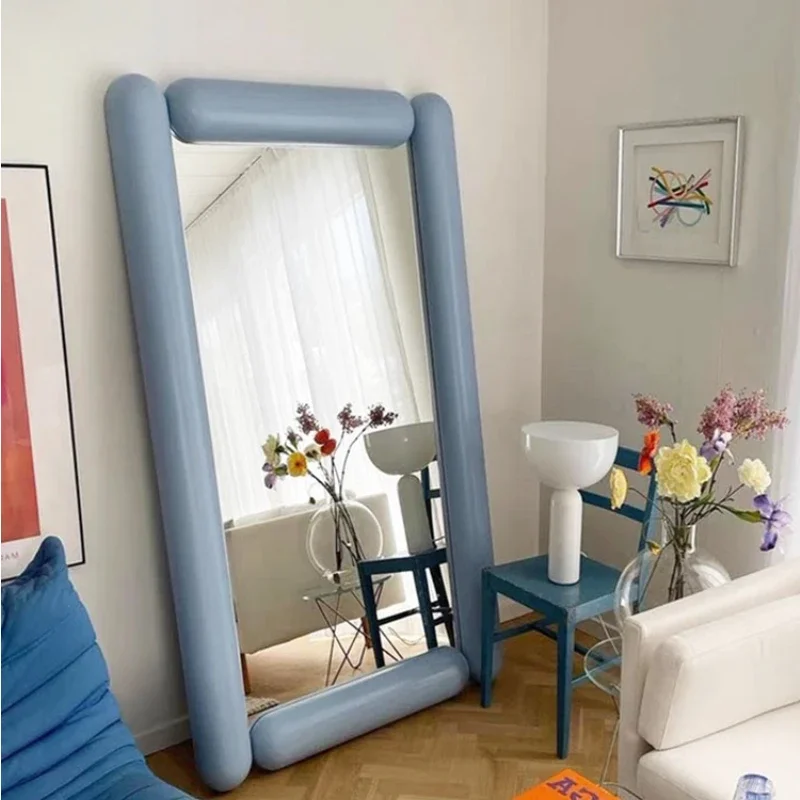 Floor-to-floor full-length mirror ins household wall fitting mirror cream mirror