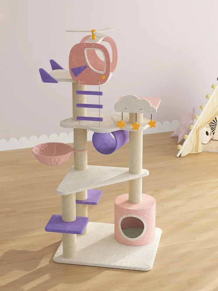 House Cat Tree Cat Climbing Frame Tree Small-sized Apartment Cattery Vertical Cat Toy Integrated Shelf Scratching Post Oversized